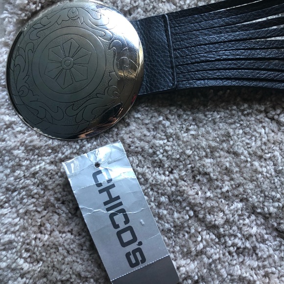 Chico’s genuine leather adjustable belt big buckle - Picture 6 of 8